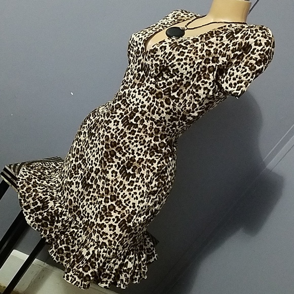 Animal Print Deep V Neck Spring Dress - Picture 3 of 8